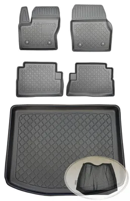 Produktbild von SET Kofferraumwanne Gummifußmatten für Ford Kuga 2 Facelift Steilheck Geländewagen SUV 5-türer 2017- Notrad, ohne Notrad, Pannenset, für alle Positionen des Variobodens