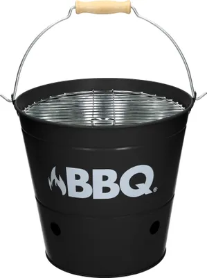 Produktbild von ECD Germany Grilleimer Ø 25cm mit Grillrost und Tragegriff, Eimergrill aus Edelstahl in matt schwarz, Minigrill mit Belüftung, Campinggrill Holzkohlegrill BBQ Grill Picknickgrill Grillkübel Feuerkübel