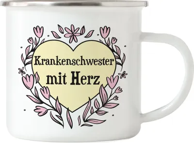 Produktbild von Krankenschwester mit Herz Emaille Tasse Geschenkidee Zum Danke Sagen Beste Krankenschwester