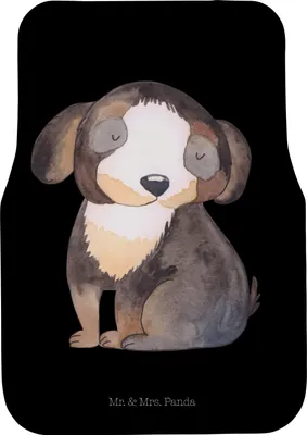 Produktbild von Mr. & Mrs. Panda Automatte Hund Entspannen - Schwarz - Geschenk, Süß, Fußmatte Auto, Liebe, Sprüche, Entspannt, Auto-Fußmatte, Flauschig, Autoteppich, Fürs