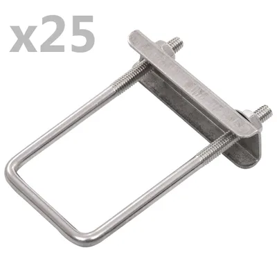 Image de vidaXL Etrier en U pour poteaux de clôture 25 ensembles 60 x 40 mm