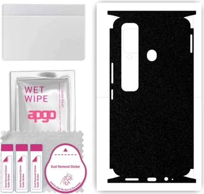 Produktbild von apgo Rückseite + Seiten Schutzfolie, Skin, kompatibel mit Tecno Spark 7 Pro, Hinten Displayschutzfolie aus Vinylfolie, kratzfest, einfache Montage - Mattschwarz