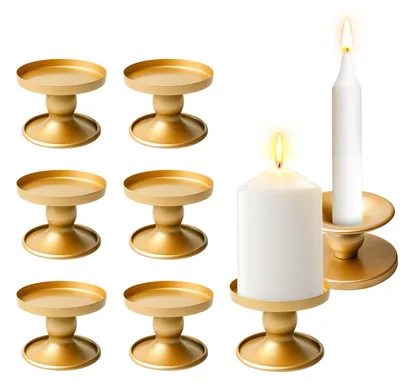 6er-Set goldene eiserne Kerzenhalter für Stumpenkerzen