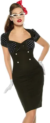 Produktbild von Vintage-Kleid im Pin-Up-Stil schwarz, L