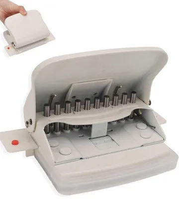 Imagen del producto de Perforadora manual con borde afilado - Máquina de perforación para papel - Fabricación artesanal - 10 agujeros - Con perforadora de metal