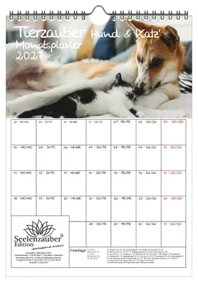 Produktbild von Tierzauber Hund und Katz Planer DIN A4 Kalender für 2027 Freundschaften Hund Katze - Seelenzauber