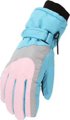 Image de Gants de ski pour enfants Gants de neige imperméables et coupe-vent Gants chauds Gants d'hiver pour garçons et filles de 6 à 11 ans Ski Randonnée Cyclisme Bleu clair