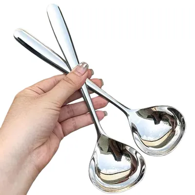 Suppenkelle aus Edelstahl, 20 cm, 2 Stück, silber