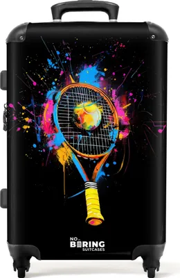 Produktbild von NoBoringSuitcases.com Hartschalen Koffer Mittelgroß 67x43x25 cm, 72L, Graffiti Sport: Tennisschläger, Reisekoffer mit 4 Rollen