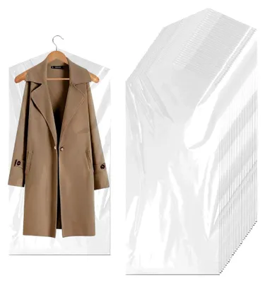 Produktbild von Transparente Kleidersäcke, 30 Stück Kunststoff Anzugtaschen, Hängende Kleiderschutz für Anzüge, Kleider, Sakkos und Hemden (60×100 cm)