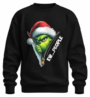 Productafbeelding van EW PEOPLE Grinch Kerstman Rits Kerstmis Grappig Uni Sweater, Zwart, Maat M