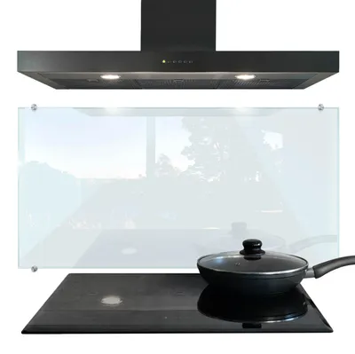 Produktbild von Herdabdeckplatte – Spritzschutz Glasplatte – Küchenrückwand – Schutzwand – Transparent – Hitzebeständig – 100x50 cm