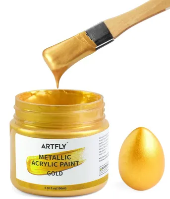 Image de Peinture acrylique métallique, couleur or, 100 ml, pour les arts et l'artisanat