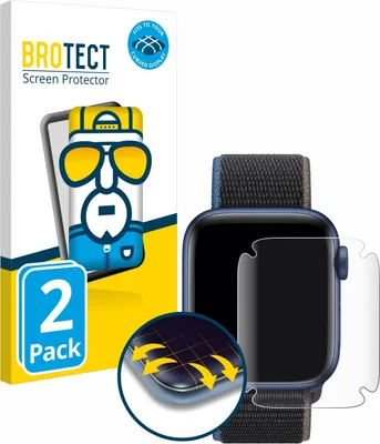 Produktbild von 2x BROTECT Fullscreen Schutzfolie für Apple Watch Series 6 / SE (44 mm) Displayschutz Folie Fullcover Klar Transparent