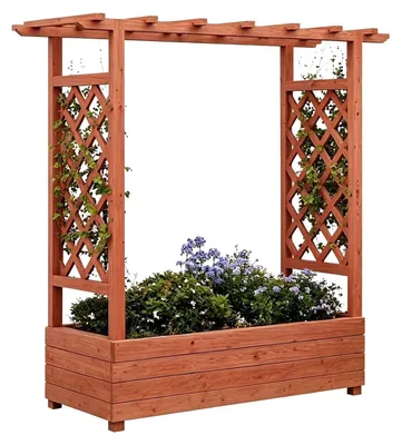 Produktbild von Erhöhtes Hochbeet aus Holz - Vertikaler Pflanzkasten mit Rankgitter und Dach - 110x44x113,5 cm - Für Kletterpflanzen, Blumen, Kräuter im Freien