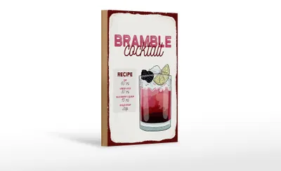 Produktbild von Holzschild Rezept Bramble Cocktail Recipe Gin 12x18 cm Dekoration