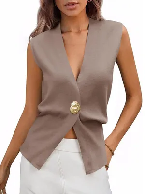 Produktbild von Strickweste für Damen, V-Ausschnitt, schmale Passform, mit Knopfleiste.