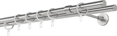 Produktbild von Gardinenstange auf Maß 20mm Match 2-lauf Wandträger 20cm Farbe: Edelstahl-Optik, Größe: 390cm