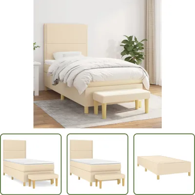 Produktbild von The Living Store Boxspringbett mit Matratze Creme 100x200 cm Stoff