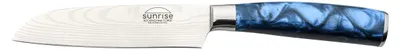 Santoku-Messer 13 cm, X40Cr13 Edelstahl, Harzgriff, Saphirblau