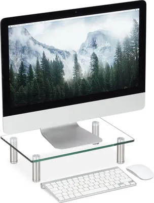 Obrázok produktu pre relaxdays 10027843_534 relaxdays Monitorständer silber, transparent
