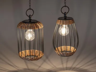 Produktbild von Dekorative hängende Laterne rund mit Solar-Licht 19cm
