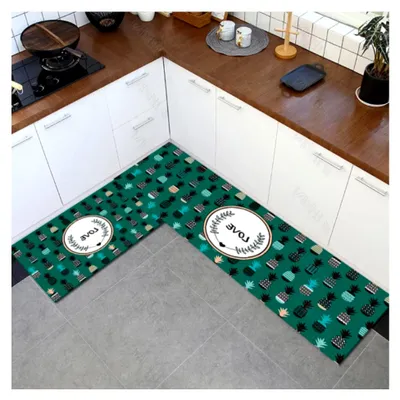 Produktbild von 2er Set Küchenteppiche und -matten, gepolsterte Anti-Ermüdungs-Bodenmatte, PVC, rutschfest, wasserdicht, für Küche, Büro, Spüle, 40,6 x 61 cm + 40,6 x 119,4 cm