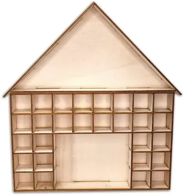 Image de Calendrier de l'Avent en bois - Boîte calendrier de Noël - Pour y glisser des cadeaux - 28 compartiments - 355 x 41 cm - Naturel
