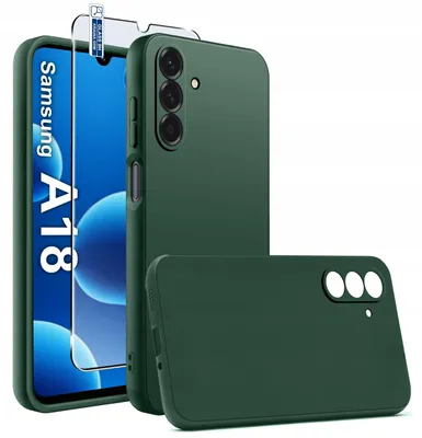 Productafbeelding van Groene, matte hoes van Slim-Silicone voor de Samsung A18, met 9H-gehard glas