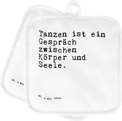 Produktbild von Mr. & Mrs. Panda Topflappen Tanzen ist ein Gespräch... - Weiß - Geschenk, Topfuntersetzer, Tanz Spruch, 2er Set, Party, Freundin, Kochlappen, topfhalter, Tänzer, Sprüche