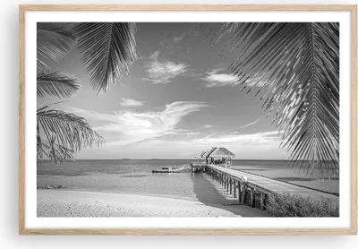 Produktbild von Gerahmtes Poster - Rahmen in heller Eiche - Himmlisch Strand Monochrom - 91,5x61 cm - Wand Bild - Wanddeko - Wandbilder - Kunstposter - Wandposter - Bilderrahmen - Bilder - Kunstdruck P2NAA91x61-4750