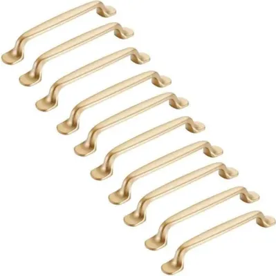 Produktbild von 10 Stück goldfarbene Schrankgriffe, 128 mm – Möbelgriffe, Küchenschranktürgriffe, Schrankgriffe