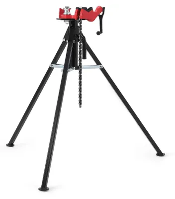 Obrázok produktu pre Stojan na rúrkové skrutkovacie zveráky s tromi nohami – prenosný rúrkový stojan – rozsah upnutia 0,3–12,7 cm – sklopné oceľové nohy – na rezanie a ohýbanie rúrok – čierny