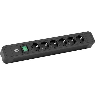 Produktbild von BACHMANN PRIMO2 Steckdosenleiste 6x Schutzkontakt, Aluminium, Schalter, schwarz, 2 m