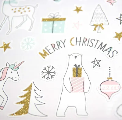 Produktbild von Sticker Weihnachten - Pastellfarbene Tiere
