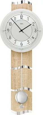 Immagine prodotto di AMS 5214 Orologio da parete radiocontrollato con pendolo in legno argentato Sonoma optics orologio a pendolo