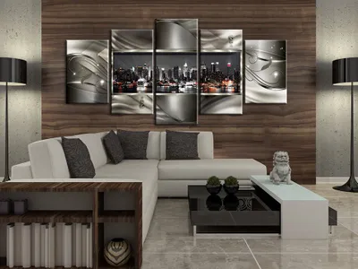 Image de Tableau acoustique Ville de New York 200 x 100 cm Tableaux Mousse acoustique Absorbeur acoustique haute performance Isolation acoustique Toile 5 pièces Tableau mural Acoustique intérieure Isolation acoustique c-A-0069-b-n