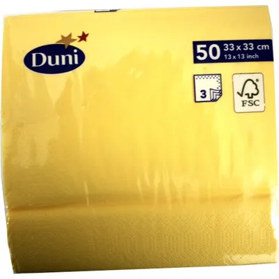 Immagine prodotto di Tovaglioli Duni giallo 33x33cm 3 veli 50 pezzi