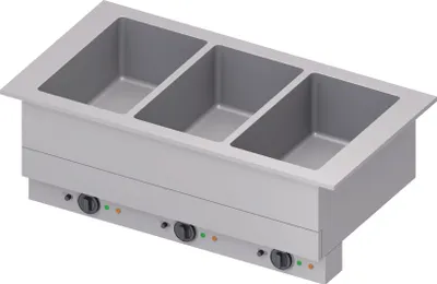 Immagine prodotto di Bagnomaria "Drop-In" 3x GN1/1 vasca singola 1155x620x390 mm, coperchio in acciaio inox