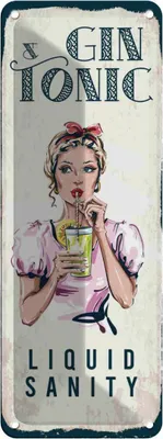 Produktbild von vianmo Blechschild 27x10 cm Gin & Tonic Liquid Sanity