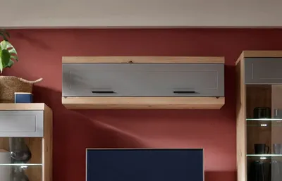 Produktbild von Hängeschrank "Kvantum" Wandschrank 140cm Artisan Eiche MDF Dust grey