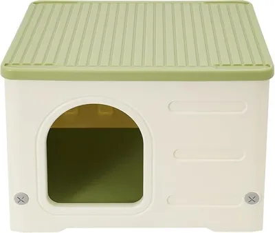 Produktbild von Katzenhaus Outdoor Wasserdichtes Modernes Katzenhöhlen 53 * 41 * 38.3cm HDPE Robuste Katzenhütte Winterfest Isolierte Grün Weiß