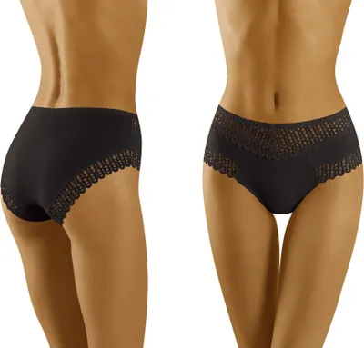 Produktbild von Wolbar Damen Slip Unterhose Ajour-Spitze hoch Unterwäsche WB416 , schwarz, M