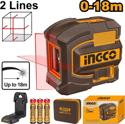 Immagine prodotto di Livella laser autolivellante a raggio rosso, laser orizzontale e verticale per cantieri, interni, DIY, 0–18 m Ingco