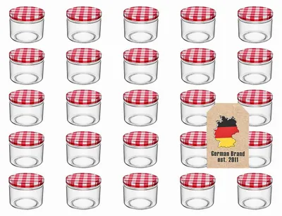 Produktbild von Intirilife 25 Stück Einmachgläser mit Deckel - 150 ml - Kleine Sturzgläser Marmeladenglas Vorratsglas mit Schraubdeckel, Gewürzglas Vorratsgläser
