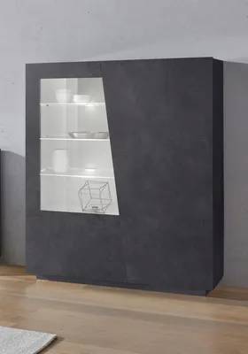 Produktbild von Vitrine Vitrinenschrank Standvitrine Highboard Standschrank "Viterbo I" Schiefer Nachbildung