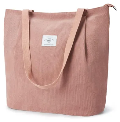 Productafbeelding van Waterdichte Schoudertas met Rits voor Vrouwen, Grote Shopper in Roze