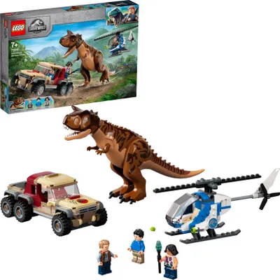 Produktbild von LEGO 76941 Jurassic World Verfolgung des Carnotaurus, Dino Spielzeug mit Helikopter und Pickup für Jungen und Mädchen ab 7 Jahren, Dinosaurier Geschenkidee