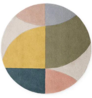 Produktbild von Ted Baker Wollteppich Rund Savile, Creme Bunt, handgewebt, wärmeisolierend - Ø200 cm