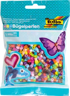 Image de folia 73209 folia Bügelperlen, farbig sortiert, 2.000 Stück, Beutel